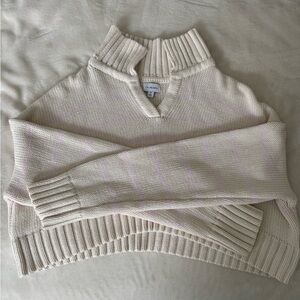 La Hearts Cream Pink Stripe Cowl Neck Sweater Size XS